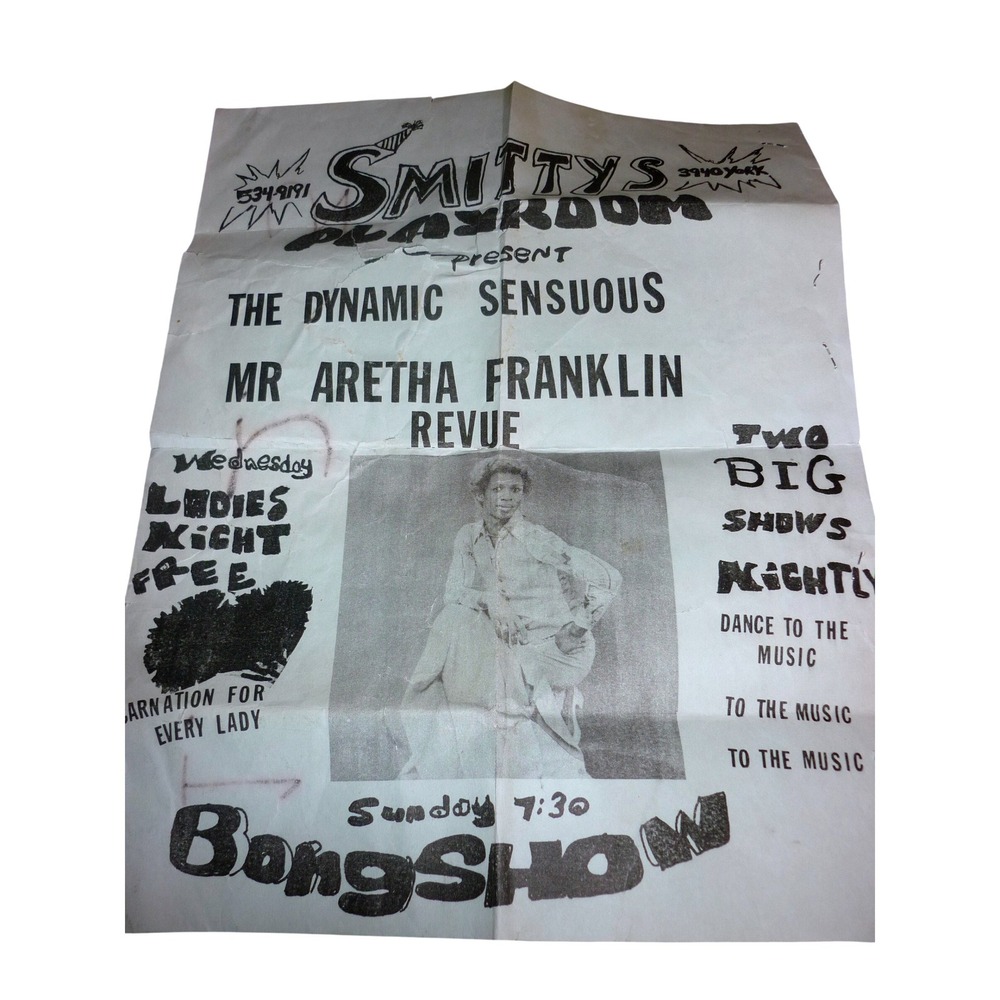 Vintage Smitty's Playroom Denver Flyer Mr Aretha Franklin Drag Revue Ephemera 70
